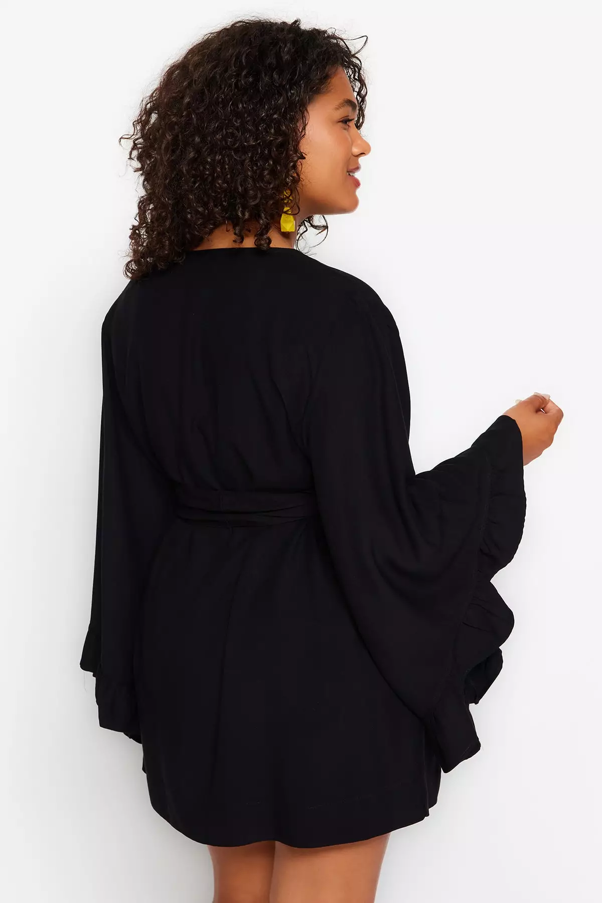 Plus Size Ruffle Woven Kimono & Kaftan