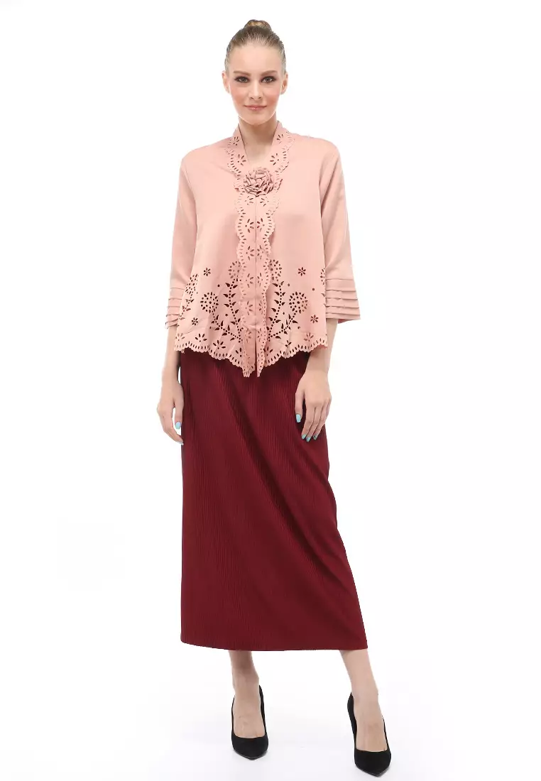 Frodine Kebaya Laser Cut Aksen Bunga Atasan Wanita Casual Premium Quality - Milo