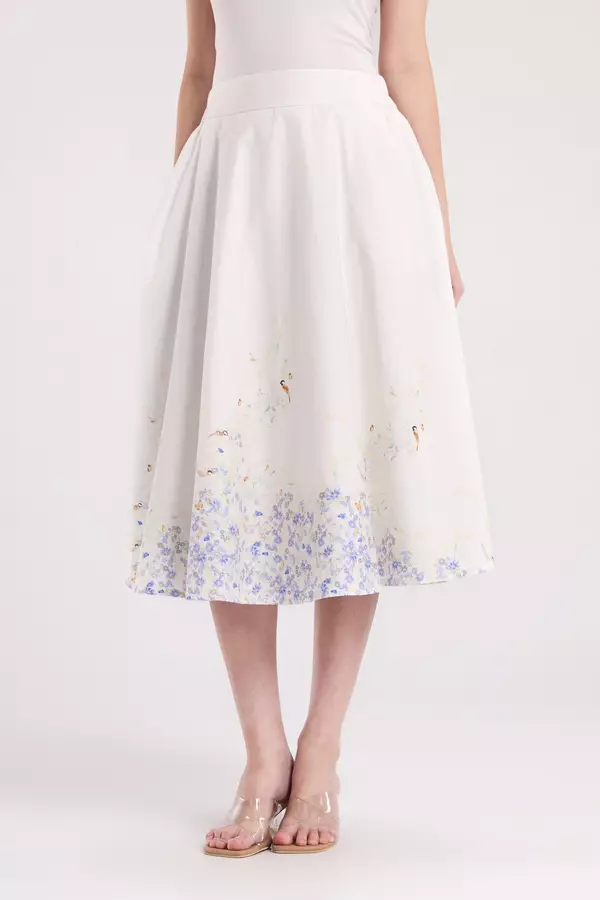 MINIMAL - Rhythm - Rok A Line Motif Bunga  - Off White Warna Offwhite