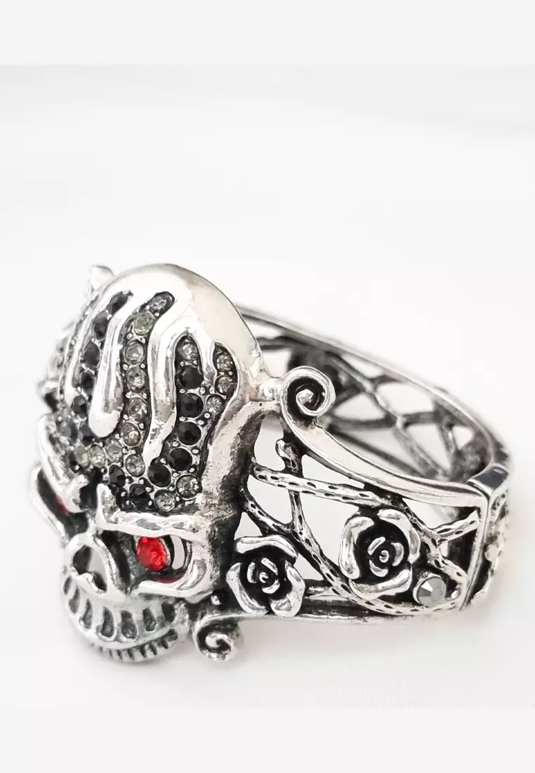 Women's Accessories Skull  Diamante Bracelet  Gelang Wanita Silver