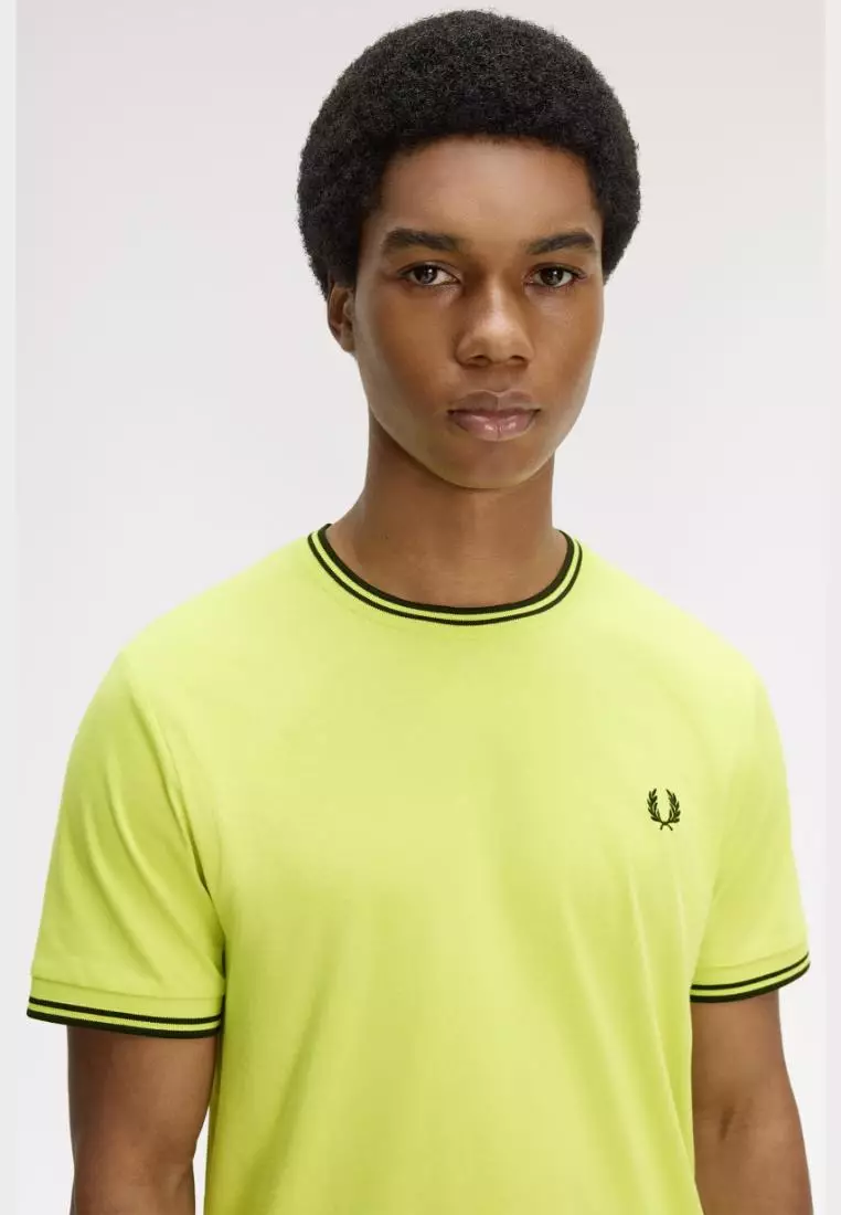 Fred Perry M1588 Twin Tipped T-Shirt (Citron / Black / Black)