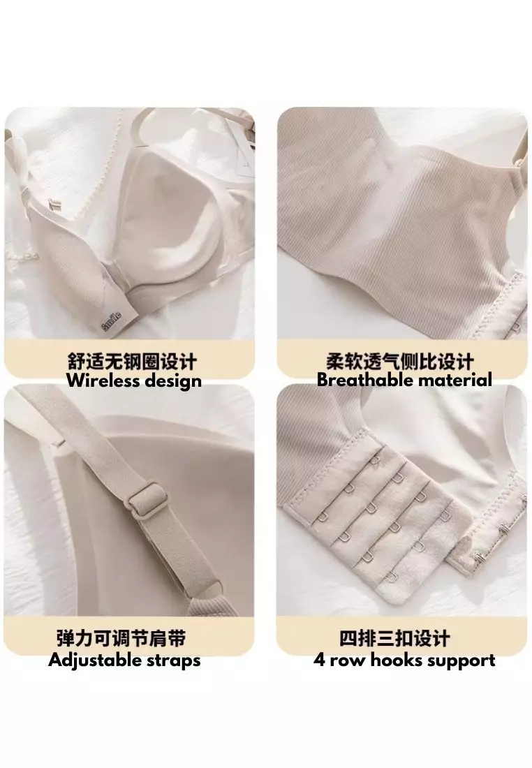 2 Pack Premium Melanie Seamless Wireless Padded Support Bra in Grey and Nude