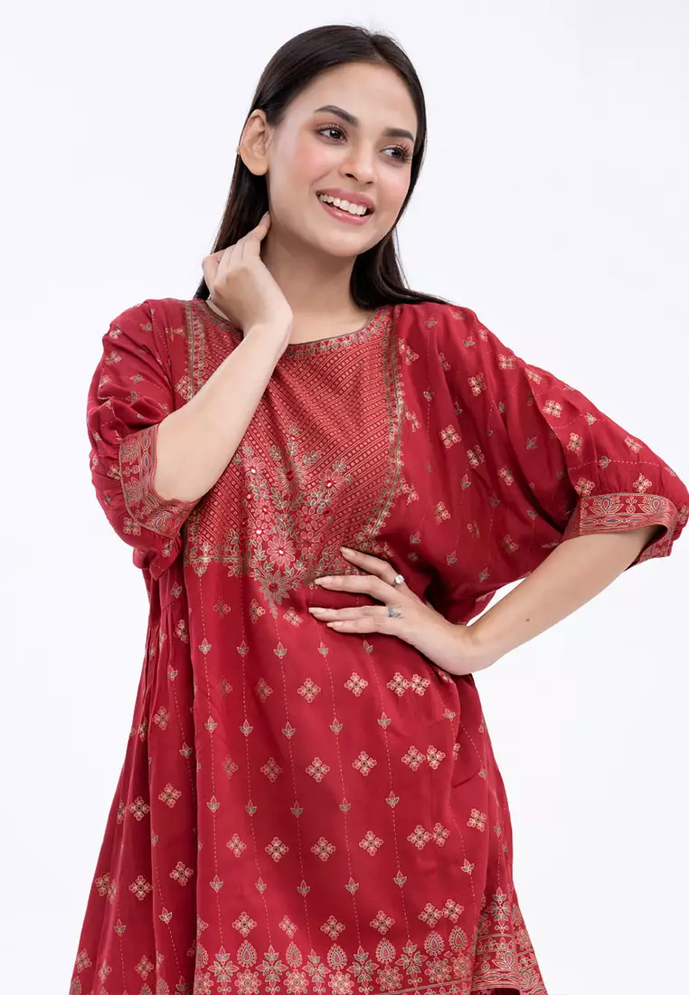 Le Reve 褶皱腰喇叭袖束腰上衣