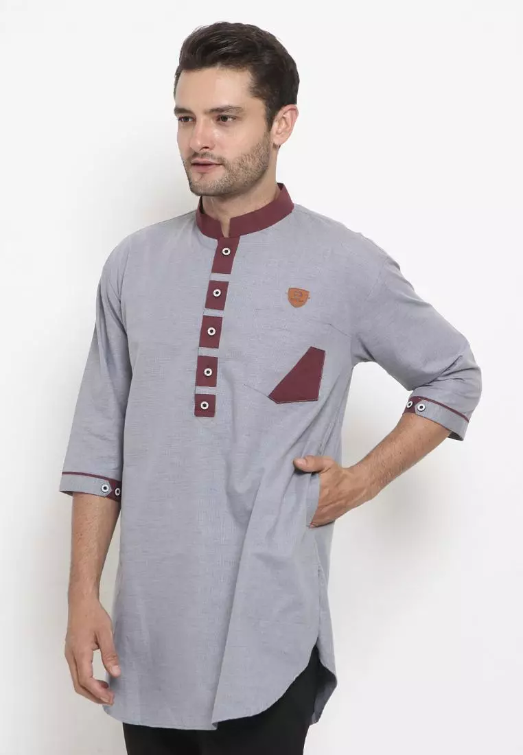 Zayidan Baju Koko Gamis Muslim Pria Syafiq- Abu