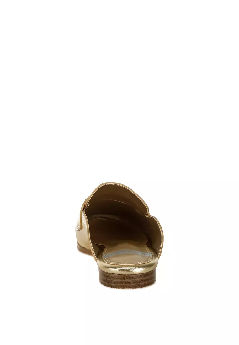 Rhinestones Slip On Mules in Gold