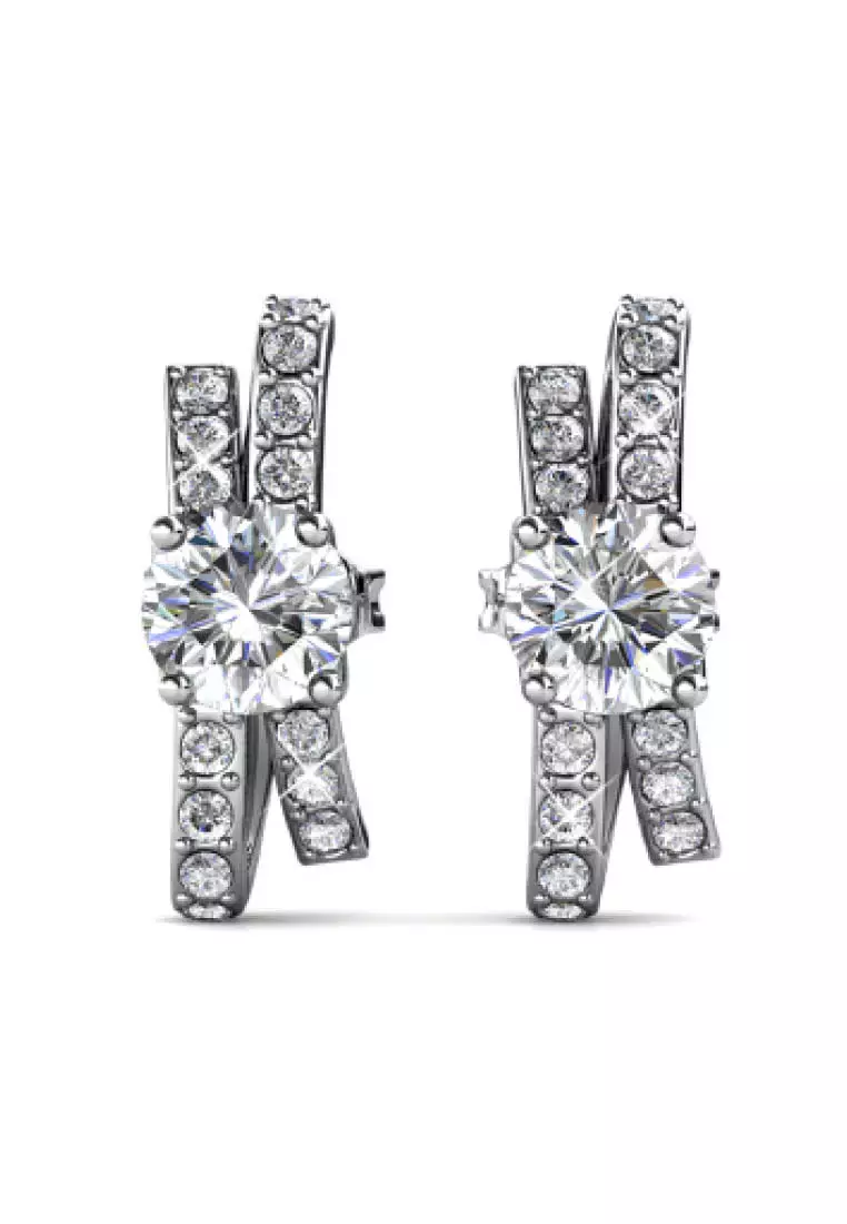 Crystaline Bow Earring White Gold - Anting Crystal by Her Jewellery