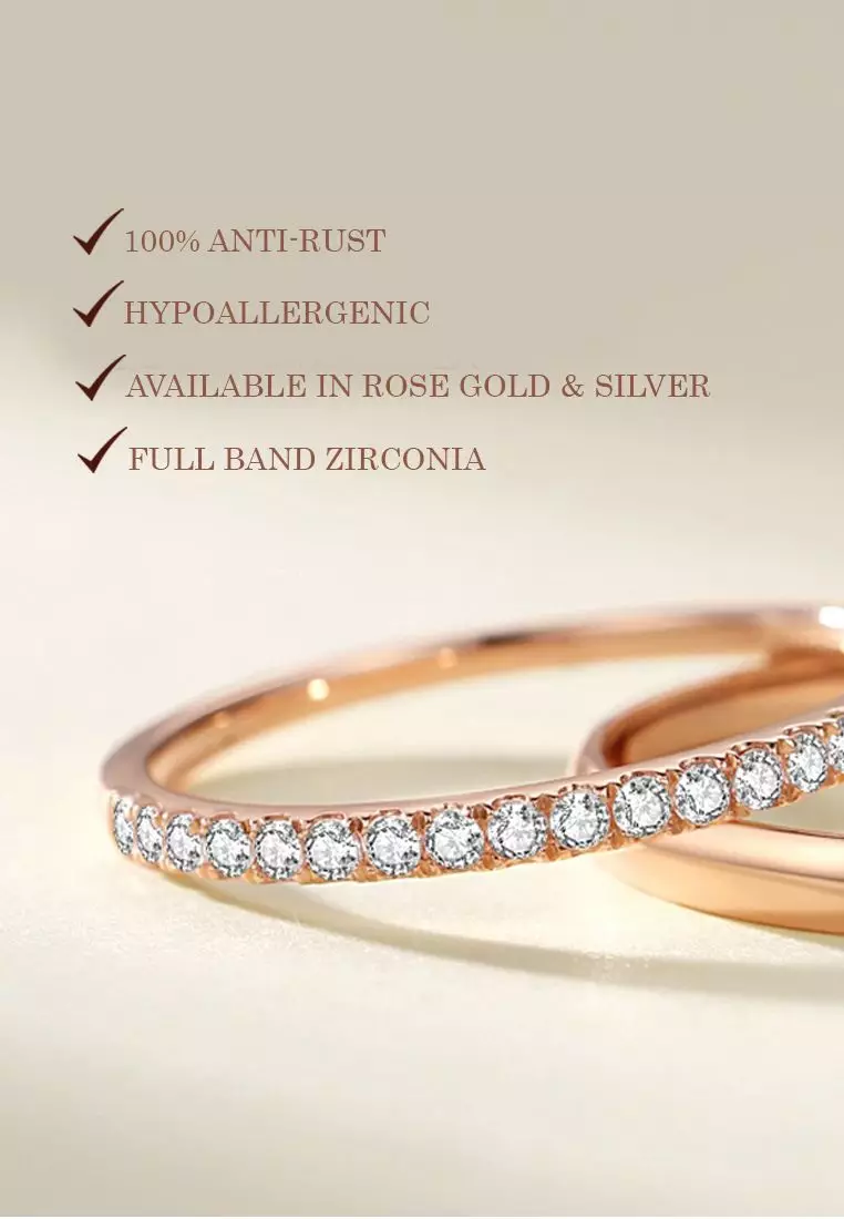 Guinevere Full Band Zirconia Ring in Rose Gold