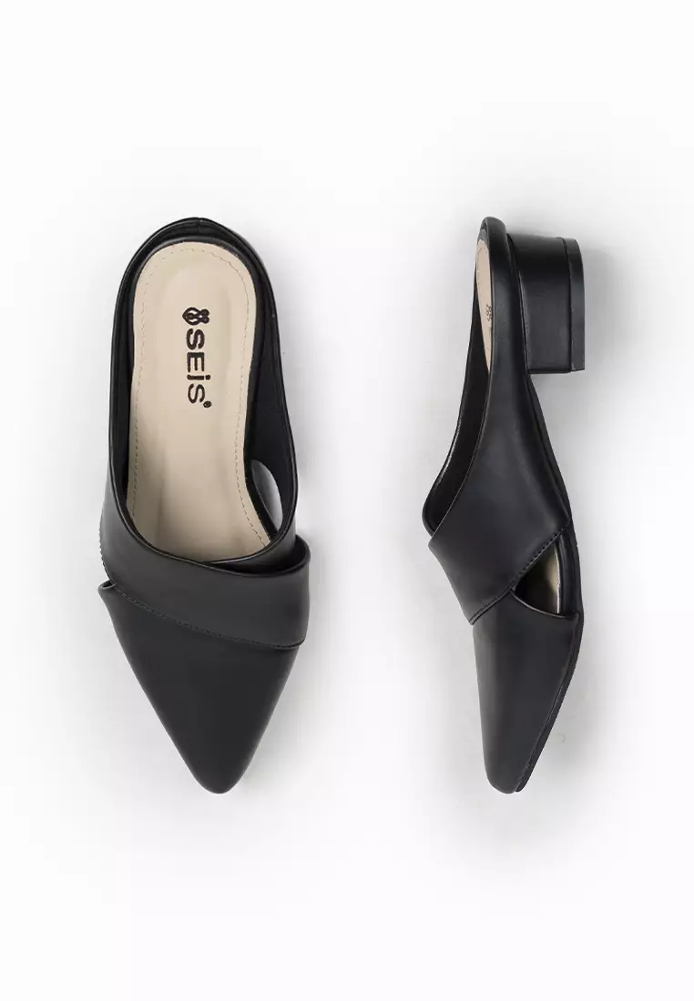 SEIS Monty Sandal Wanita Mules Heels 3 cm - BLACK