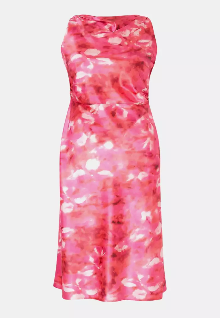 Pink-Multicolor Satin Woven Plus Size Dress Tbbss26Ah00049