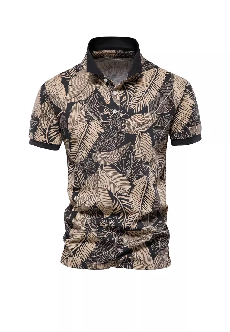 Twenty Eight Shoes Leaves Printed Cotton Polo Shirt AX2237 2024
