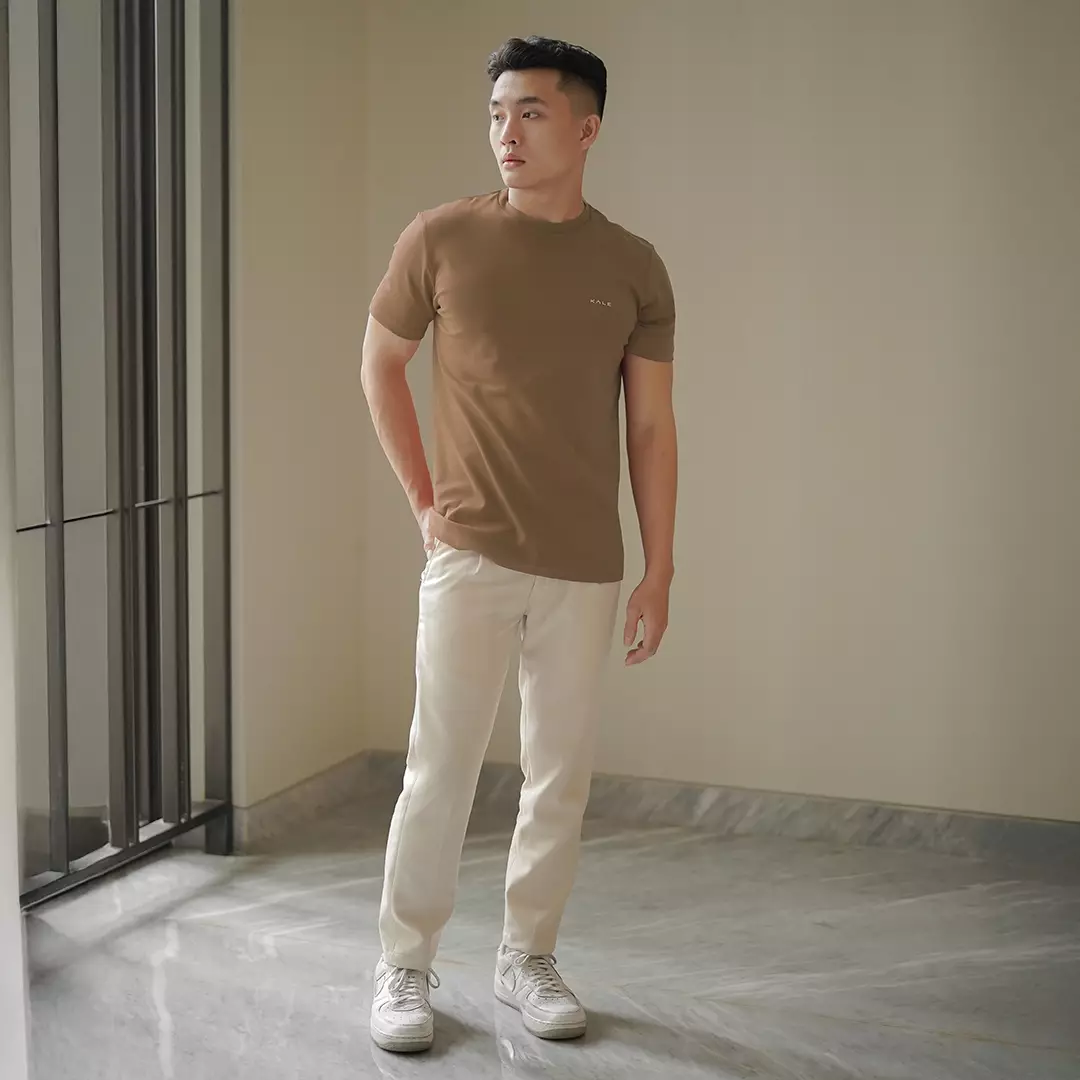 Kale JUNO BROWN/ Cotton Cloudy / Atasan Kaos Pria / Kaos Basic Pria