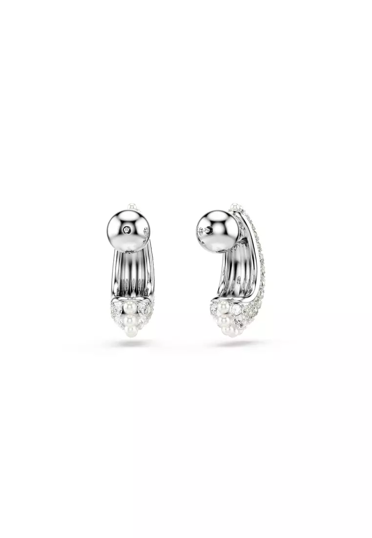 Buy Swarovski Sublima drop earrings, Crystal pearl, Round cut, White ...