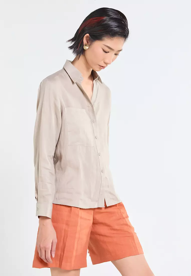 High-Waist Linen Shorts