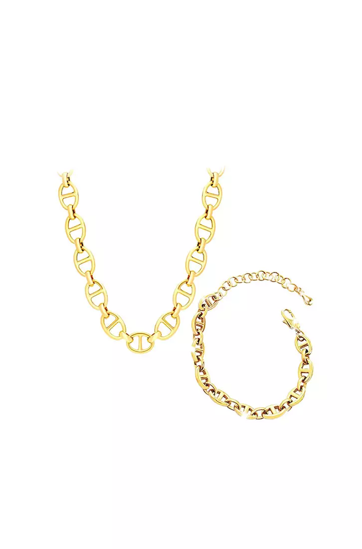 Buy YOUNIQ YOUNIQ CALISE 18K Gold Titanium Necklace Bracelet Set