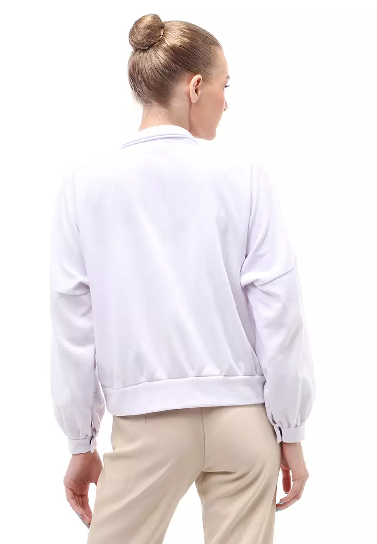 Fadey Jaket Long Sleeves Outerwear Wanita Lengan Balon Regular Fit - Putih