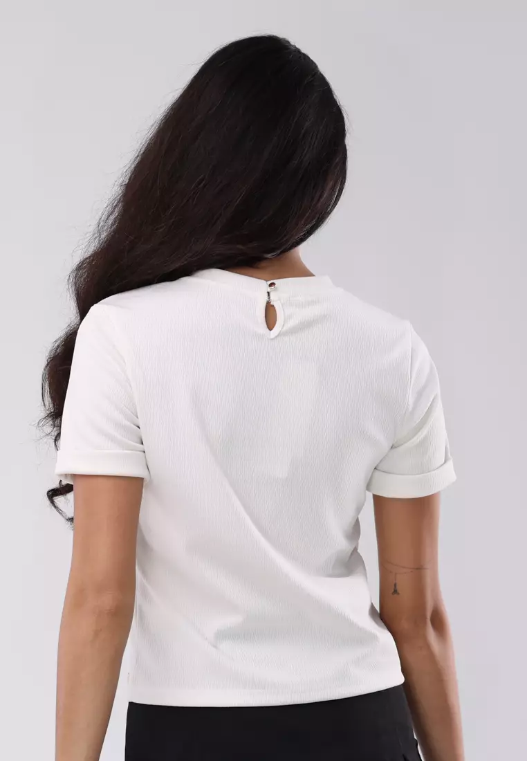 Short Slvs. Round Neck Basic Top