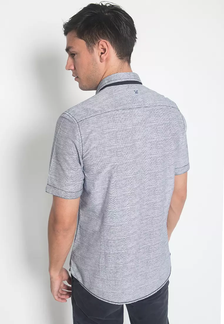 LGS - Kemeja Casual Pria - Motif Garis - Abu - Slim Fit - JSH.392.S1063F.811.C