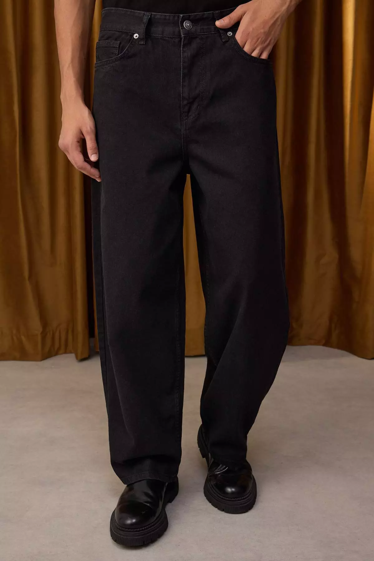 Special Collection Black Smoke Skater Loose / Wide Baggy Denim Pants Jeans Tmnaw26Je00000