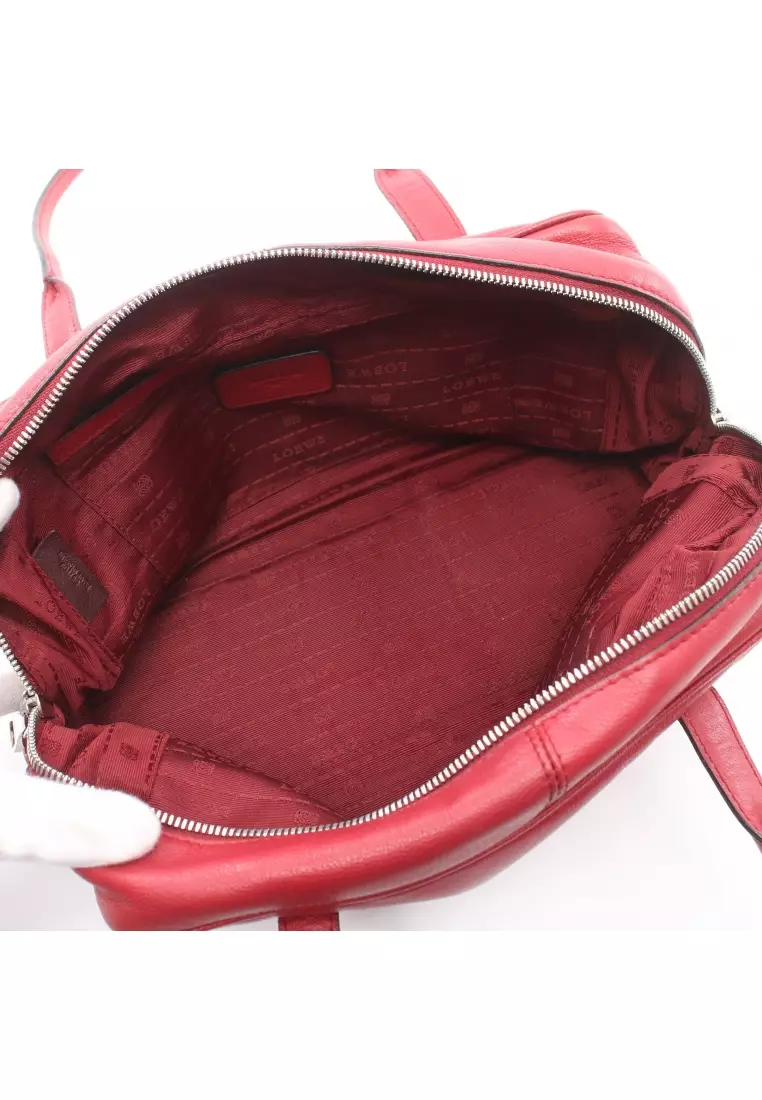 Buy LOEWE Pre-loved LOEWE Heritage Handbag mini boston bag leather Red ...