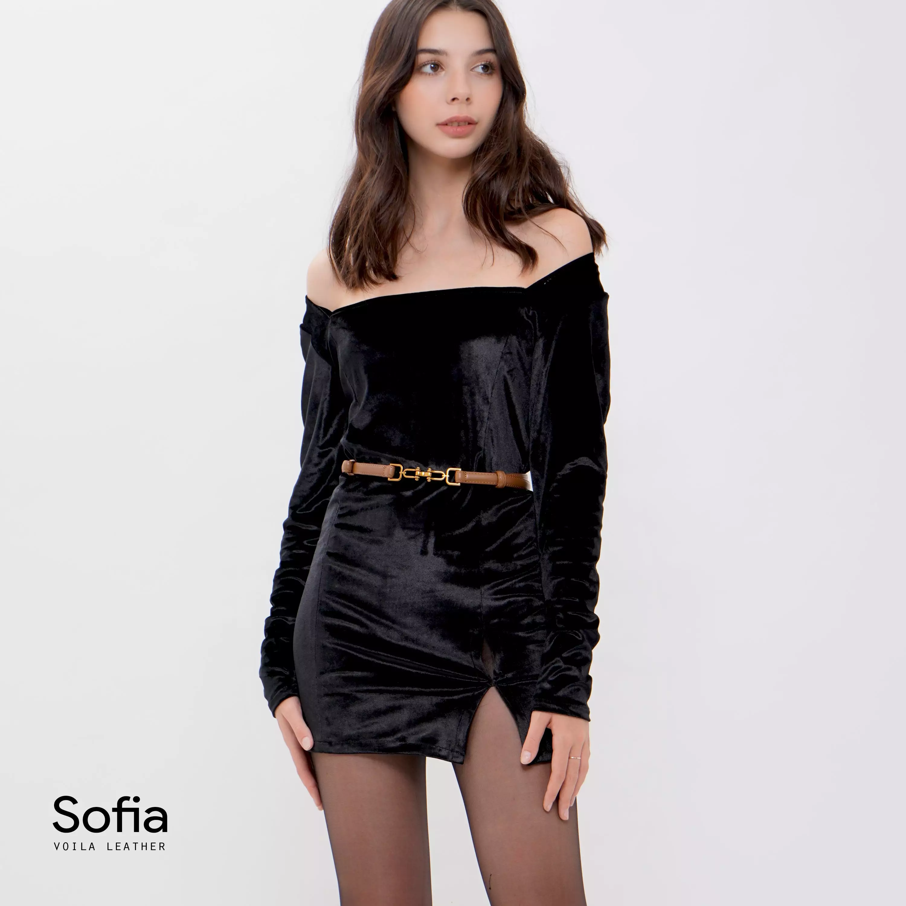 Office And Dress Genuine Leather Women’s Belt Voila Sofia Brown