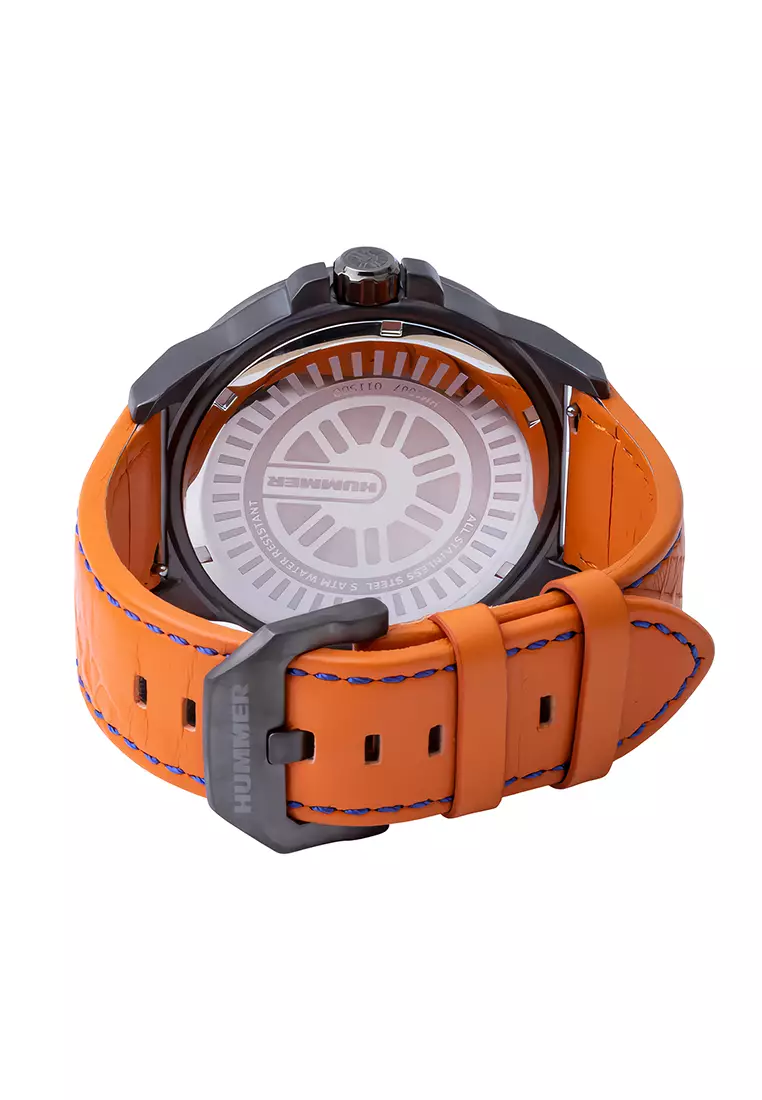 Hummer Jam Tangan Analog Pria Black Case Brown Leather Strap - HM1007-1745