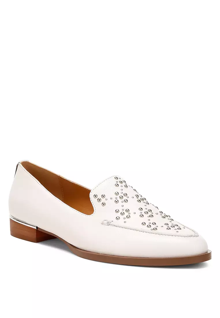 Sepatu Kulit Asli Bertabur Warna Putih