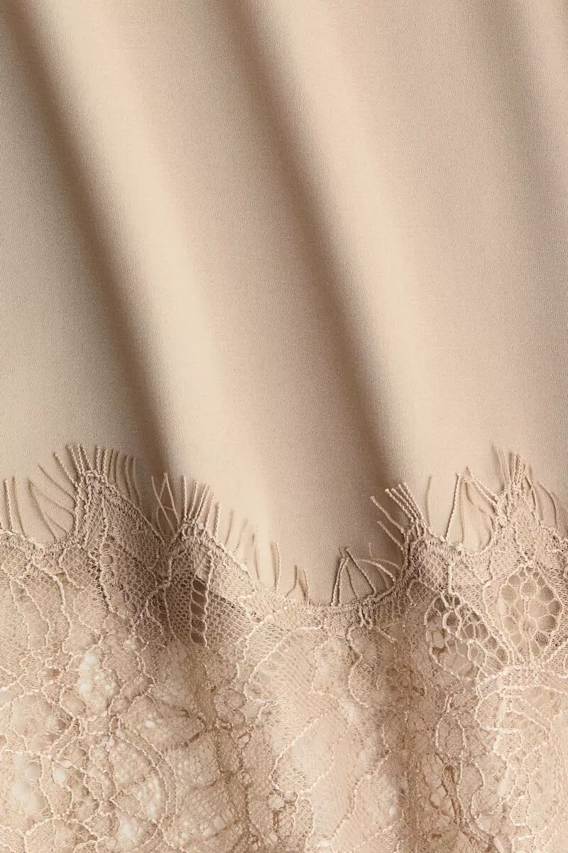 Lace-trimmed satin dress
