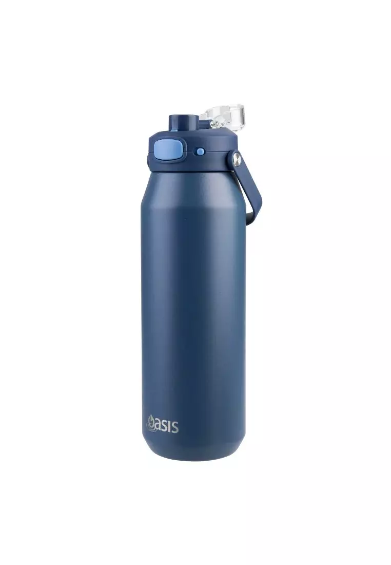 Oasis Ceramic Stainless Steel Triple Wall Capri Quick Release Drink Bottle 1L - Indigo