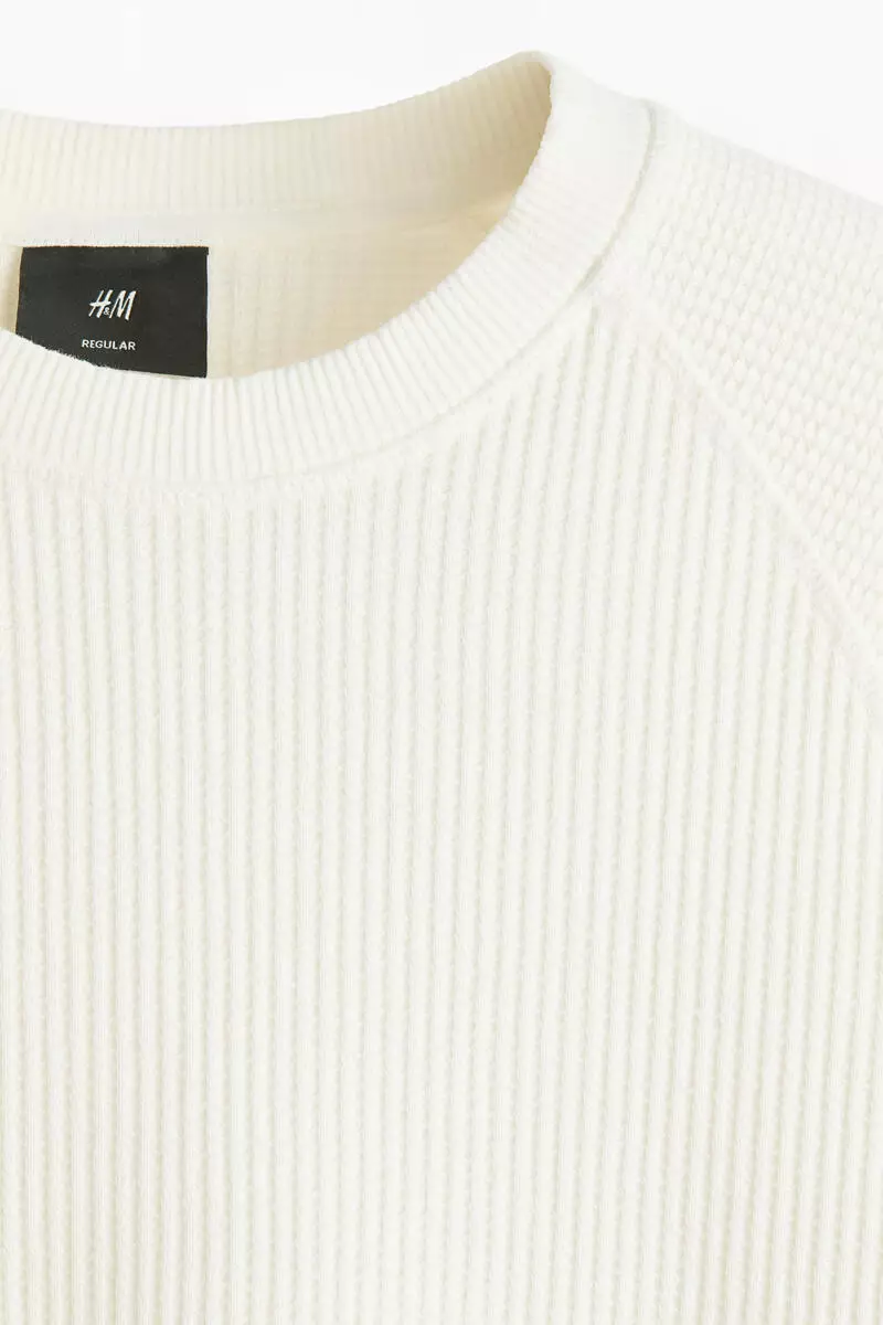 Regular Fit Long-sleeved waffled top