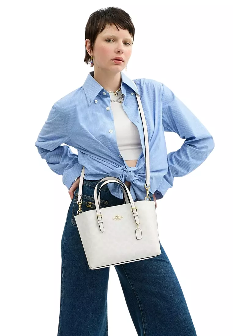 Coach Mollie Tote 25 In Signature Canvas - White