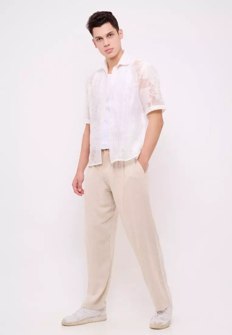 Birdie Kemeja Outer Lengan Pendek Pria Putih | Outer Shirt Short Sleeves Shirt Men White