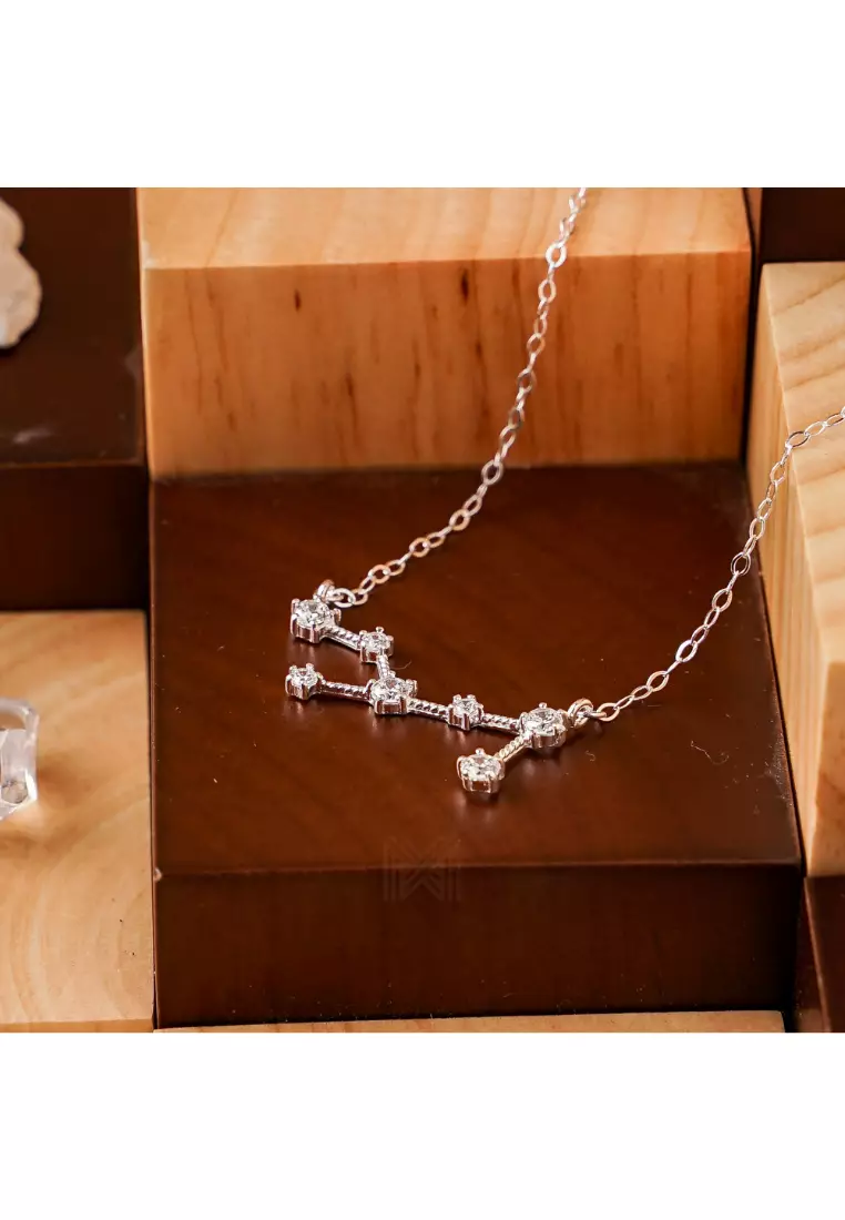 Match The Stars Virgo Constellation Silver Necklace with 925 Sterling Silver