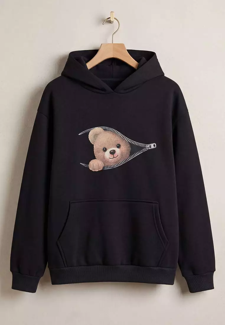 Peeking Teddy Bear Hoodie