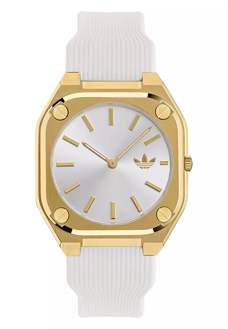 Adidas Gents Watch City Tech Thin - Stainless Steel Case - White Silicone Strap - AOFH24003