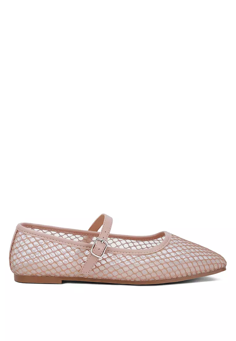 Buy London Rag Mesh Mary Jane Flats in Camel 2024 Online | ZALORA ...