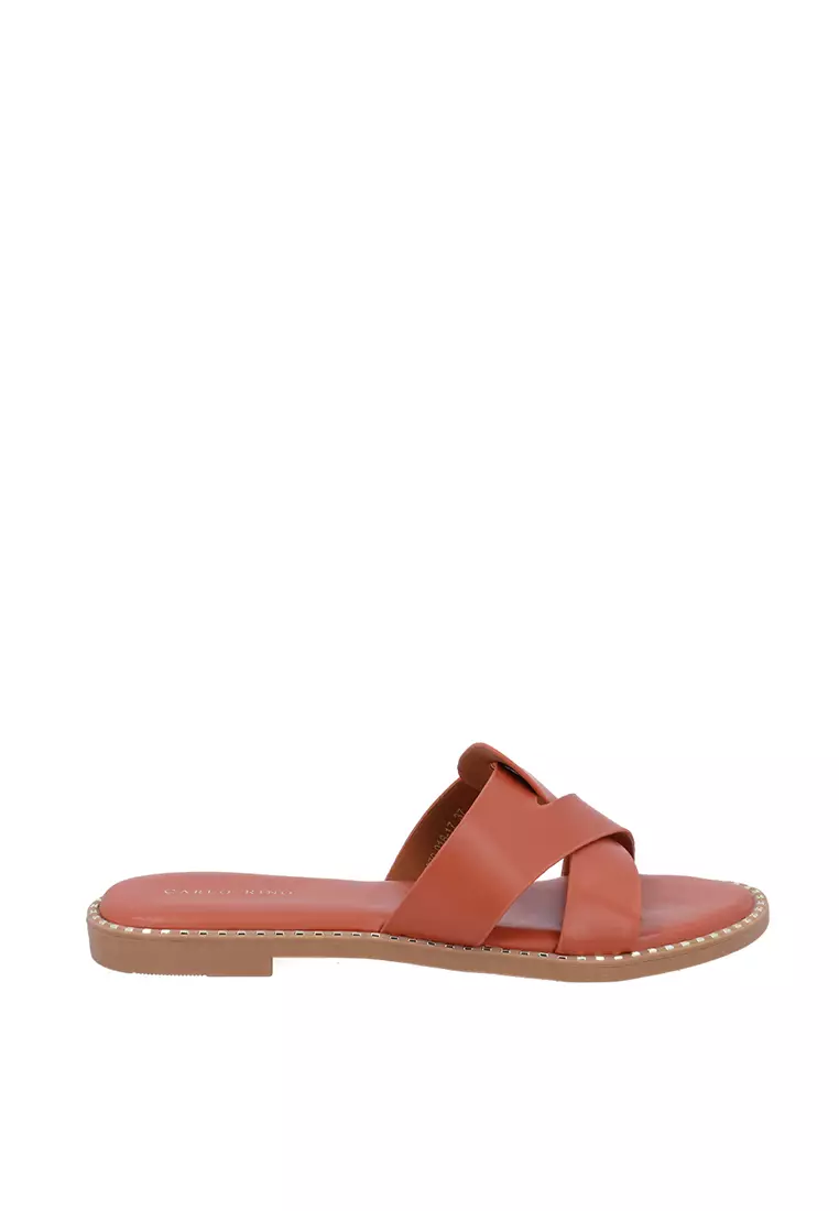 Discount on Carlo Rino  shoes - SKU: Orange Robin Studded Slides