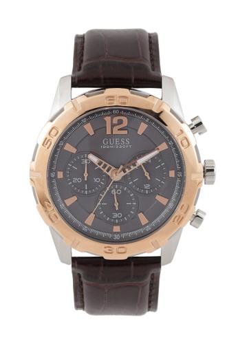Jual Guess Watch Guess Jam Tangan Pria - Brown Silver 