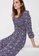 Maje purple and multi and navy Printed Linen Dress With Smocking D4FFDAA77E5683GS_1