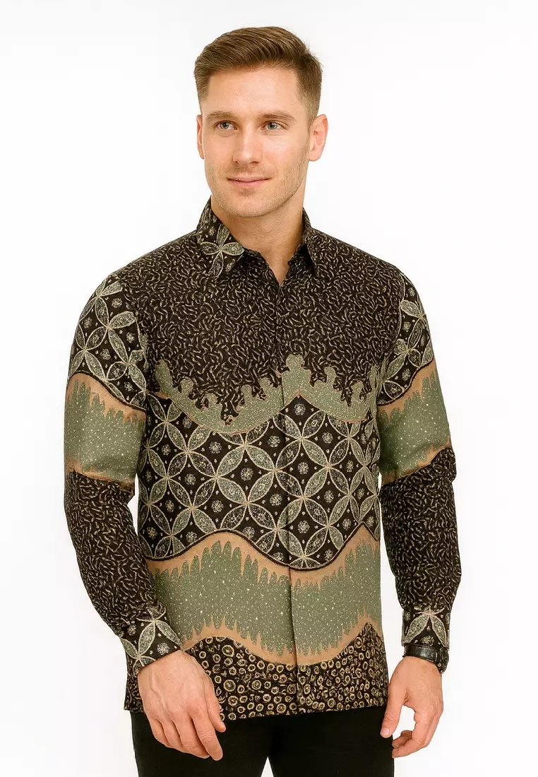 Kawung Kemeja Batik Exclusive Premium Pria Casual Modern Lengan Panjang