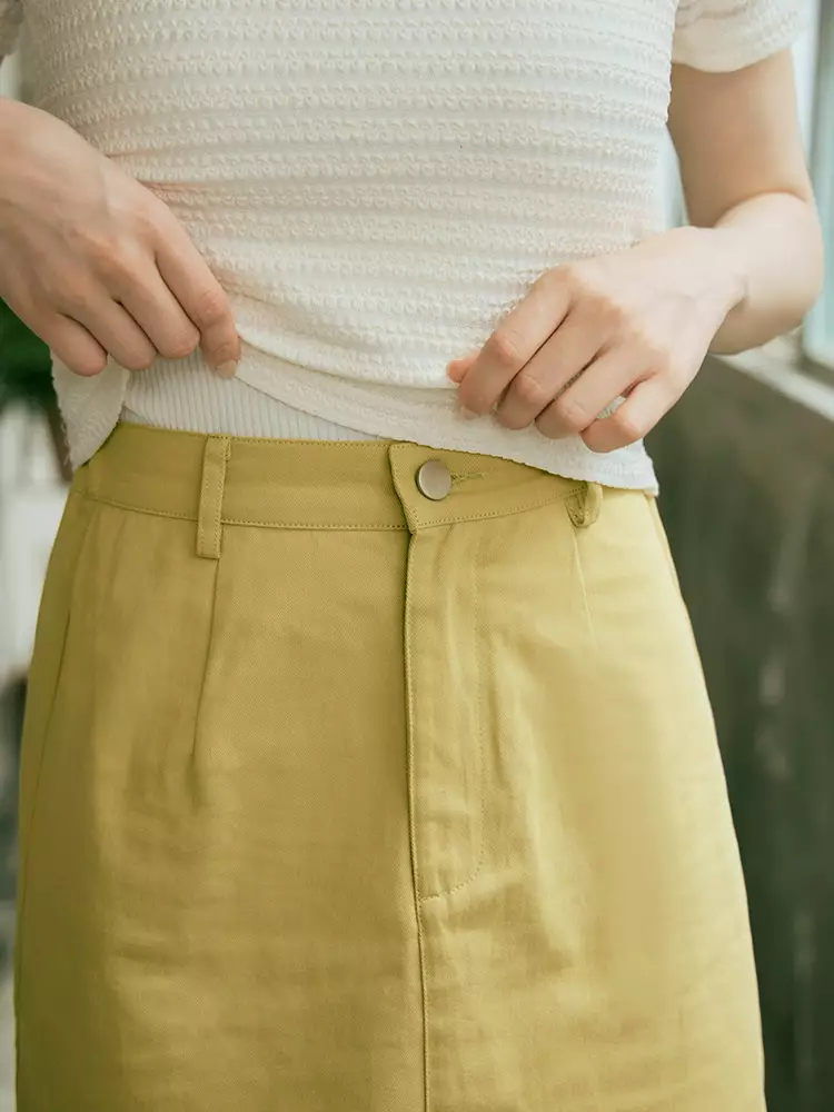 Pure cotton elastic waist fishtail skirt [CA2931]