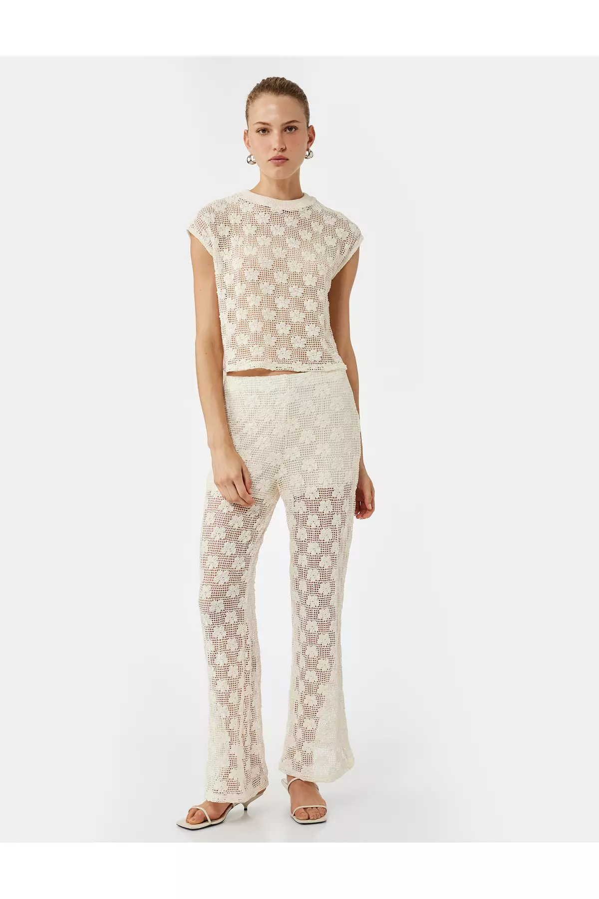 X Melis Ağazat - Half-Lined Loose Straight Leg Lace Trousers