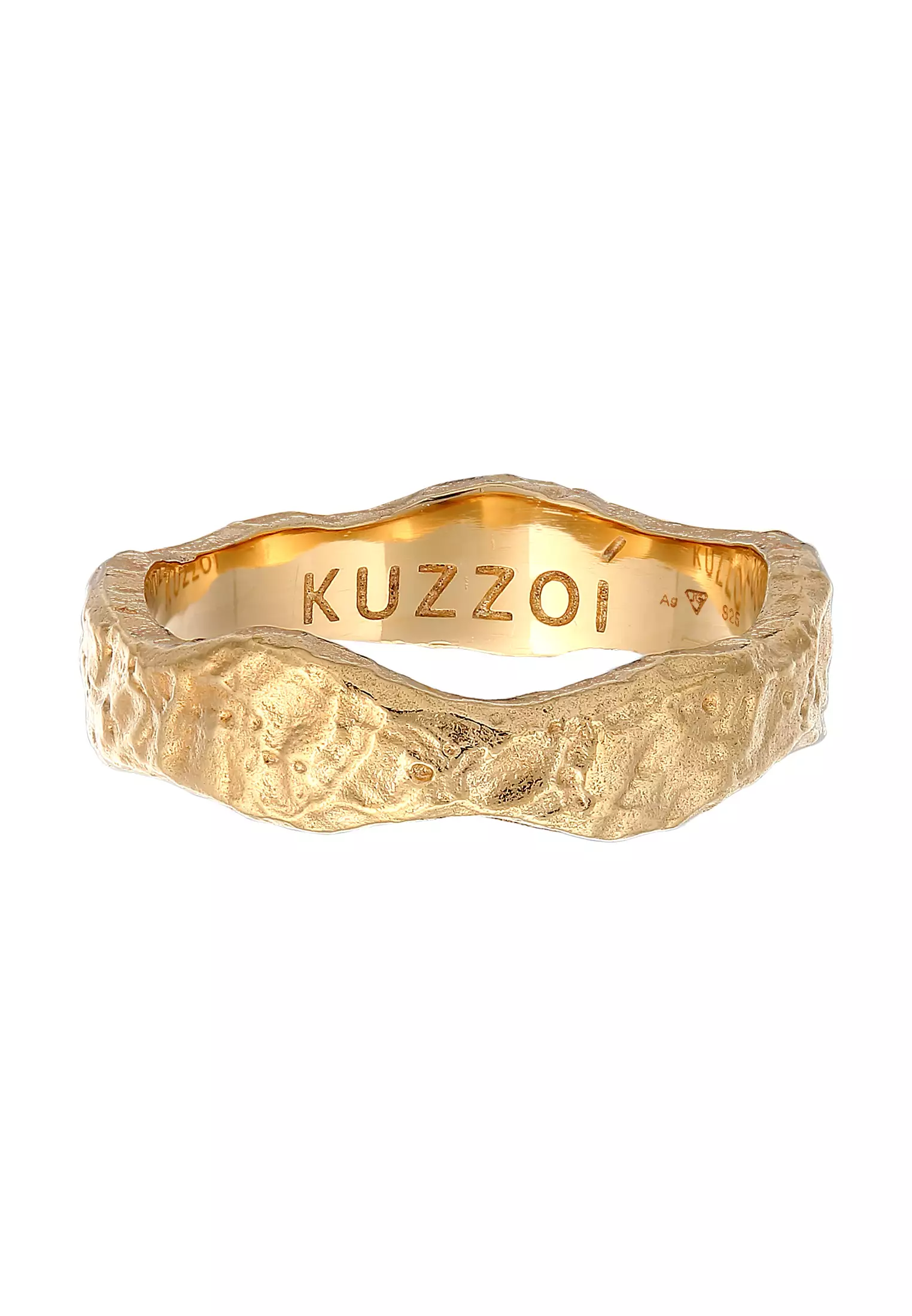 Ring Men Band Organic Structure Gold Plated