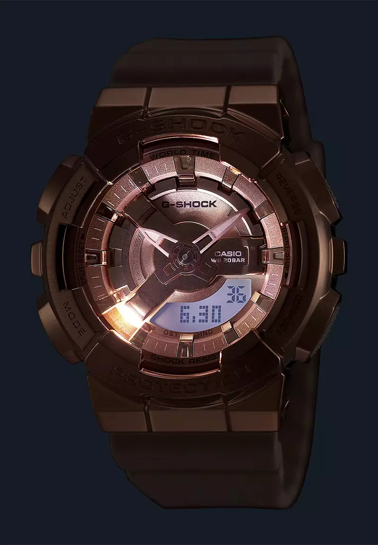 Jam Tangan Analog-Digital Wanita Casio G-Shock GM-S110PG-4A - Rosegold Resin Strap