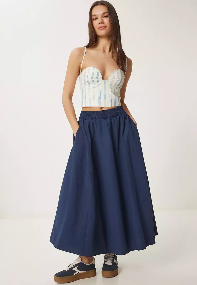 Linen Blended Maxi Skirt
