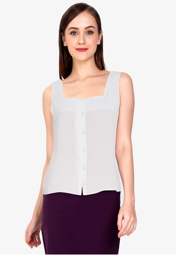 ZALORA WORK white Button Down Strap Top 9AFF2AABFAA46BGS_1