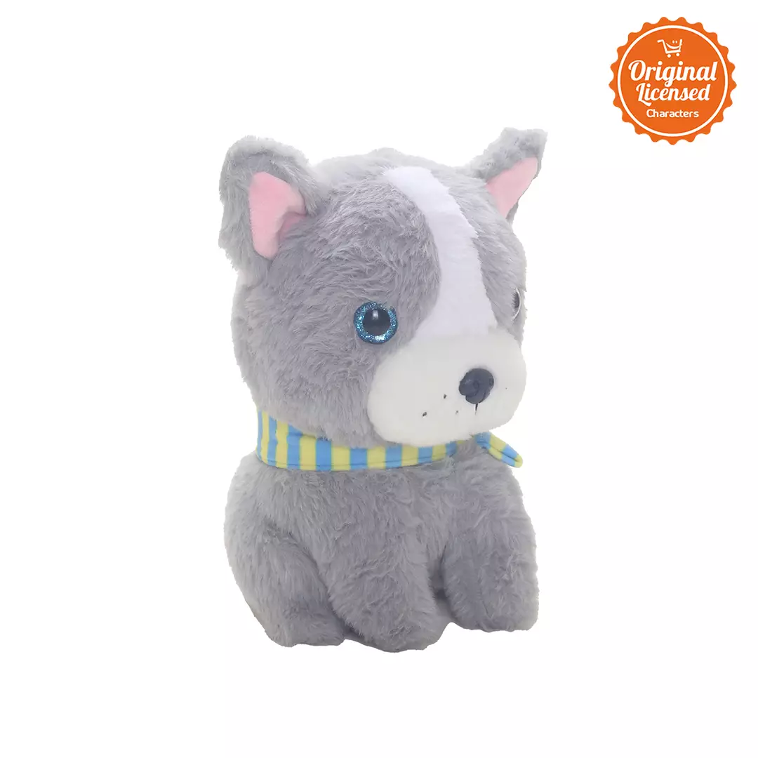 Boneka Sit Dog With Syall Grey 20 cm