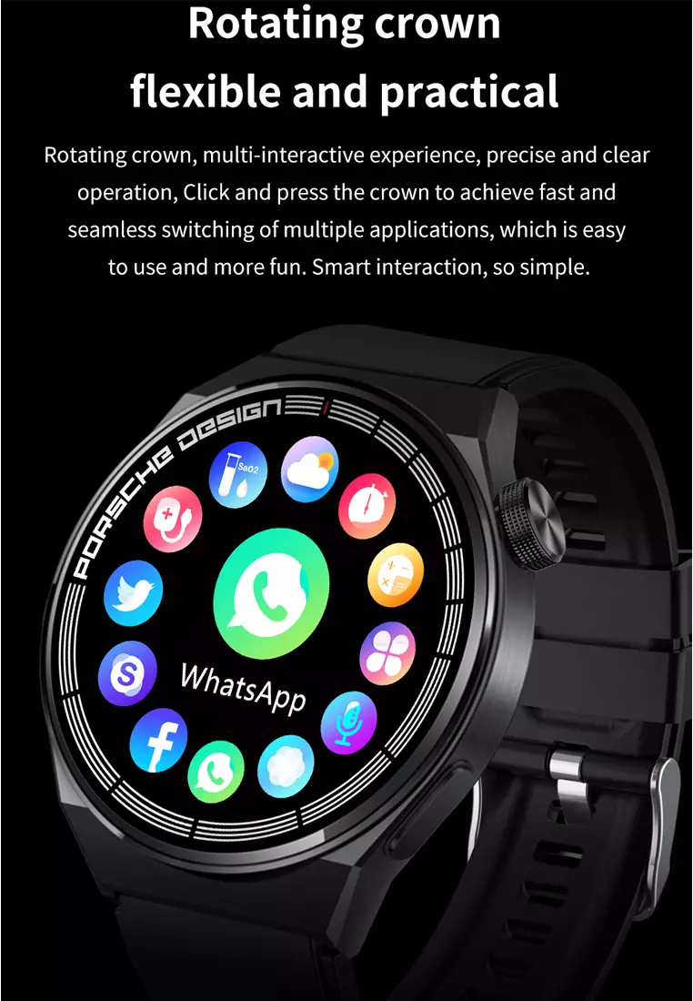 SmartWatch GT8 Anti Air Original Layar Terang 1.28''Pemantauan Tidur Alat pengukur langkah Jam Pintar black