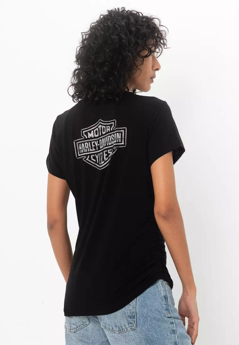 Harley-Davidson® Essential Bling Ruched Short Sleeve Top
