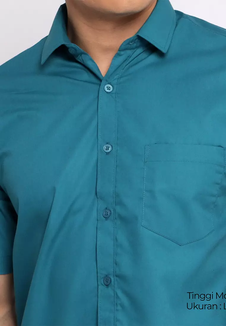Simple Perfect Kemeja Pria Lengan Pendek Polos | Premium Solid Basic Gallant Shirt 2233 Tosca