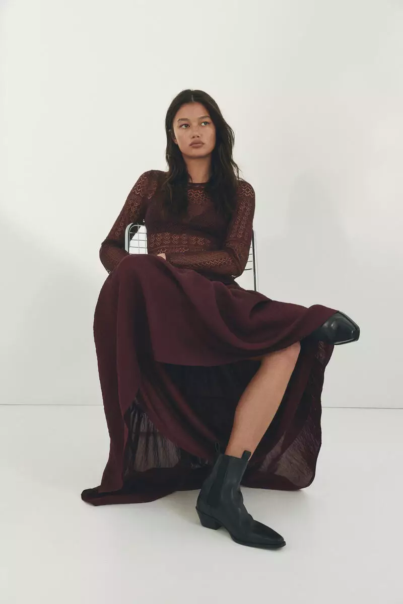 Crêpe A-line skirt